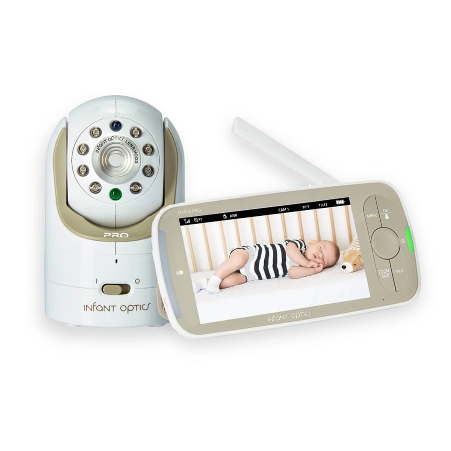 Infant Optics DXR-8 PRO baby monitor camera and parent display on a white background.