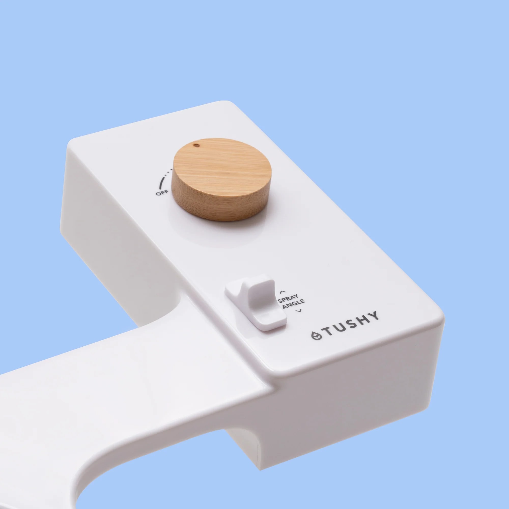 TUSHY Classic 3.0 white bidet attachment with bamboo control knob