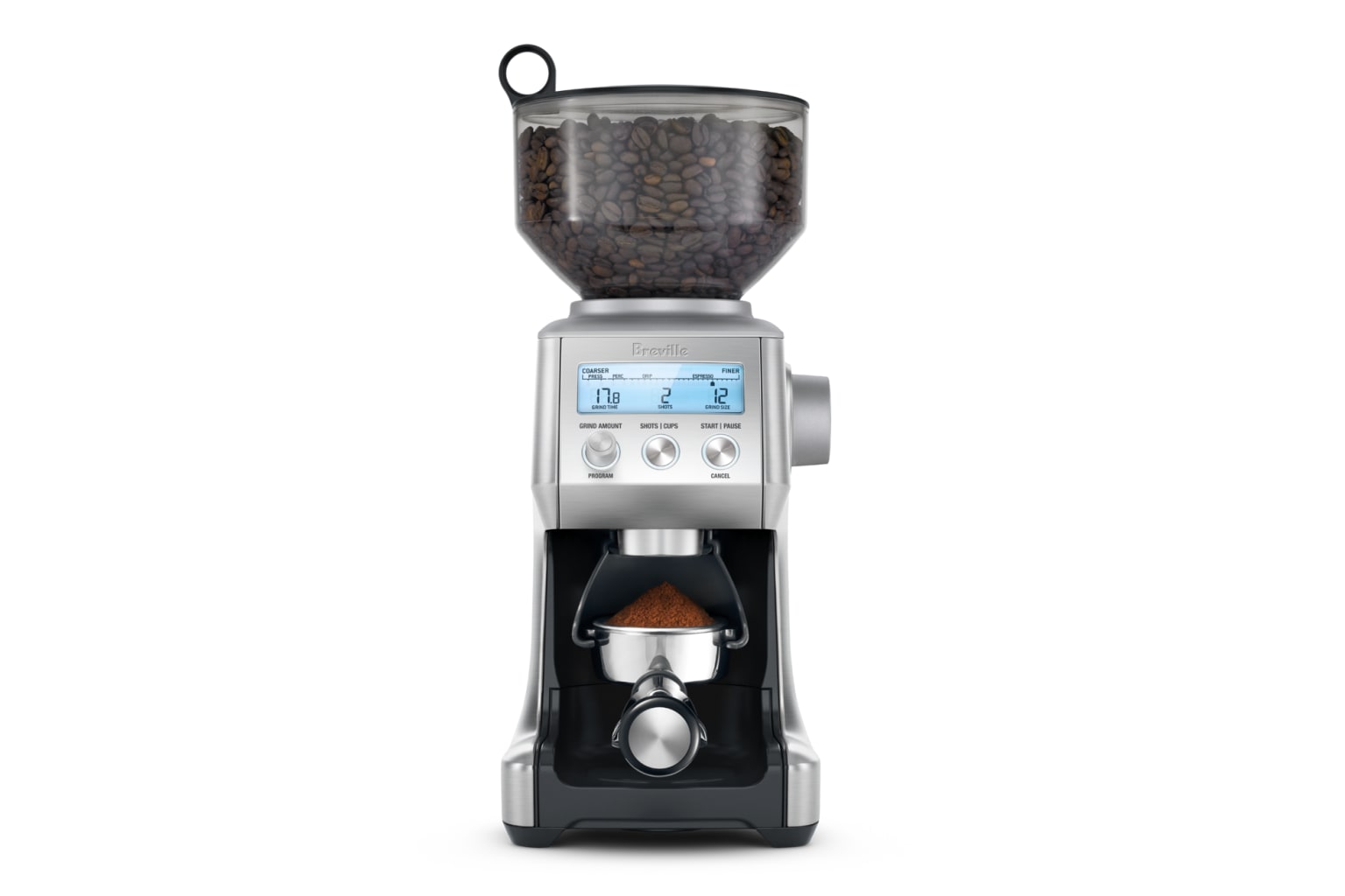 Breville Smart Grinder Pro BCG820BSS in brushed stainless steel, shown as a clean product hero image.