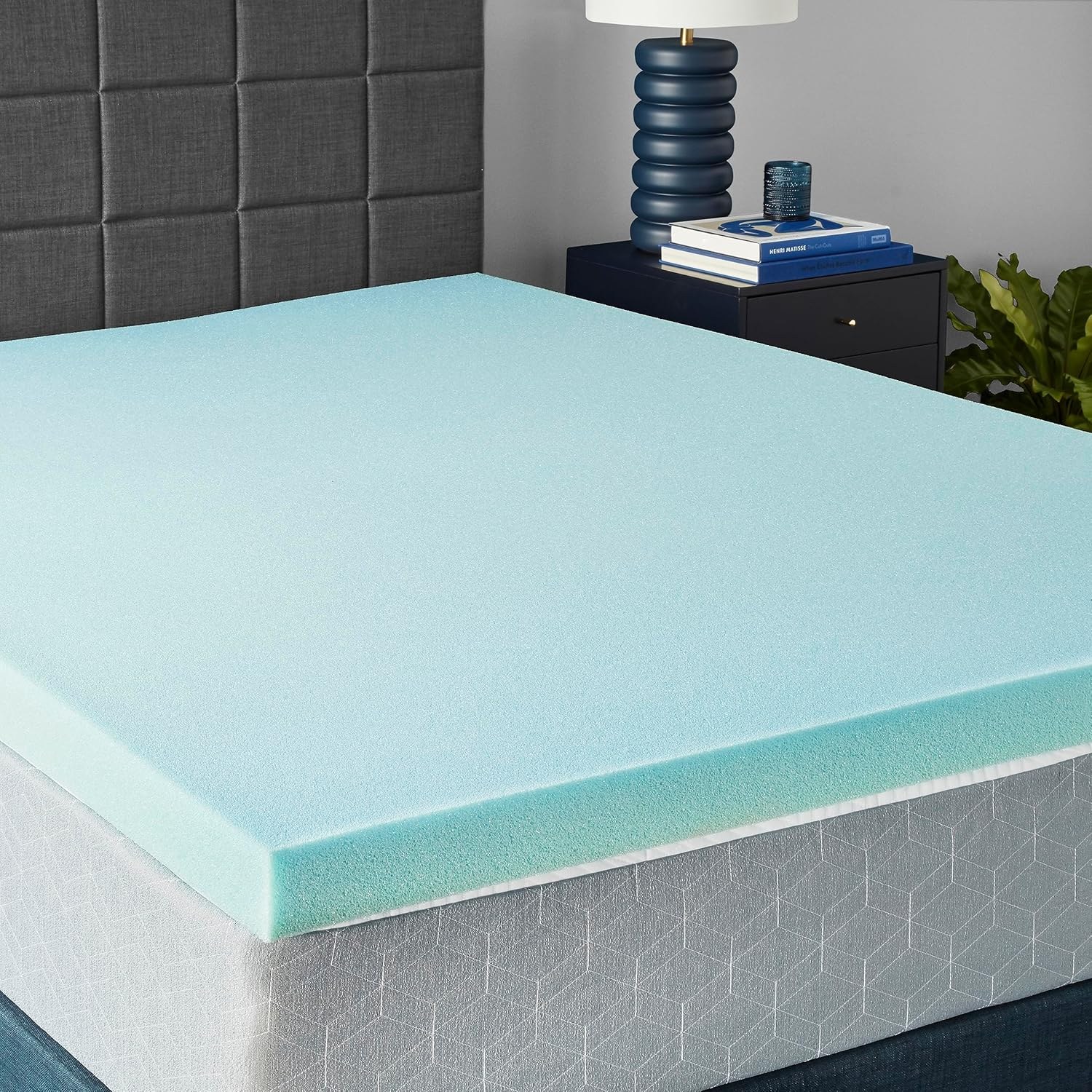Amazon Basics Cooling Gel-Infused Memory Foam Mattress Topper, 3 inches product image