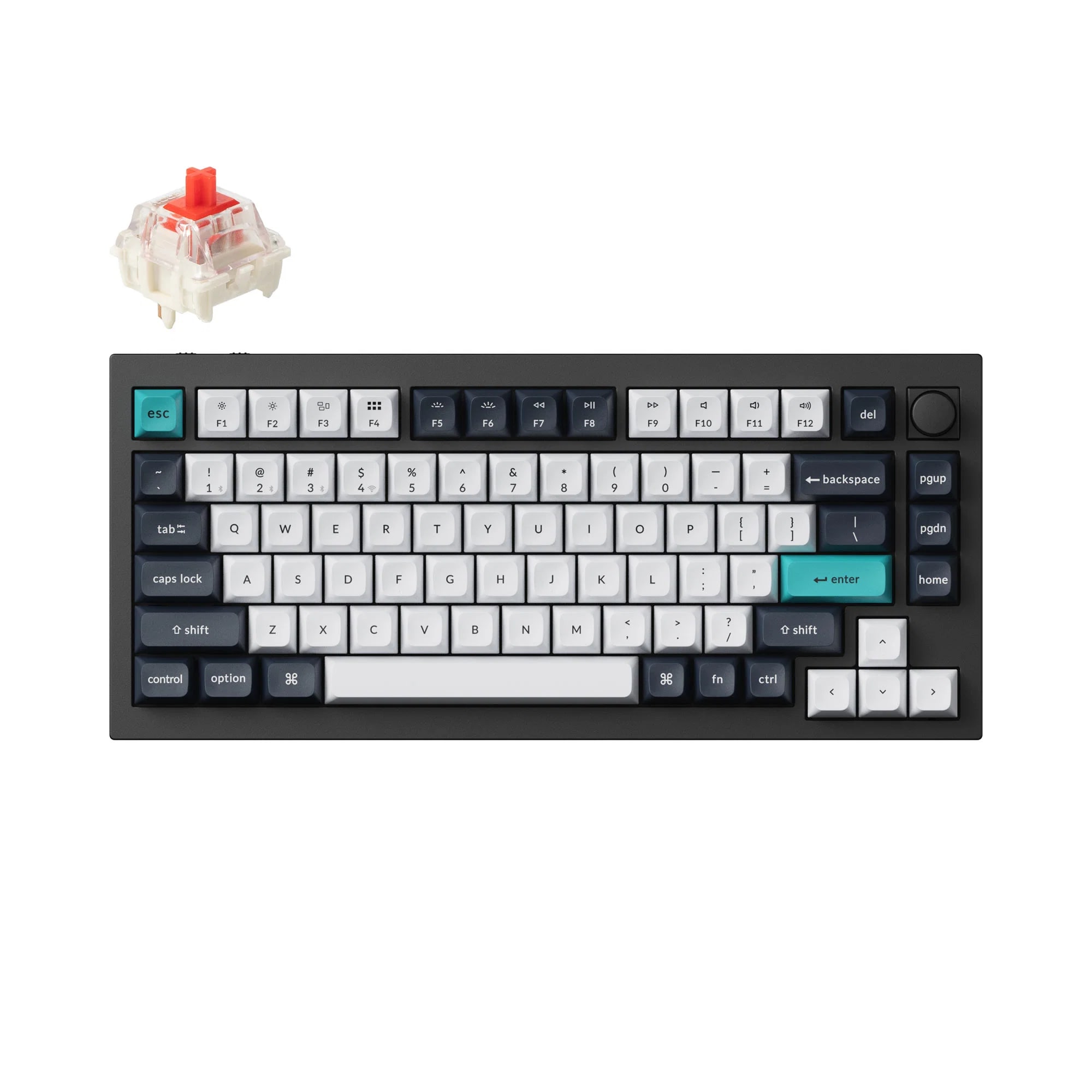 Keychron Q1 Max wireless custom mechanical keyboard, black fully assembled knob version, front view