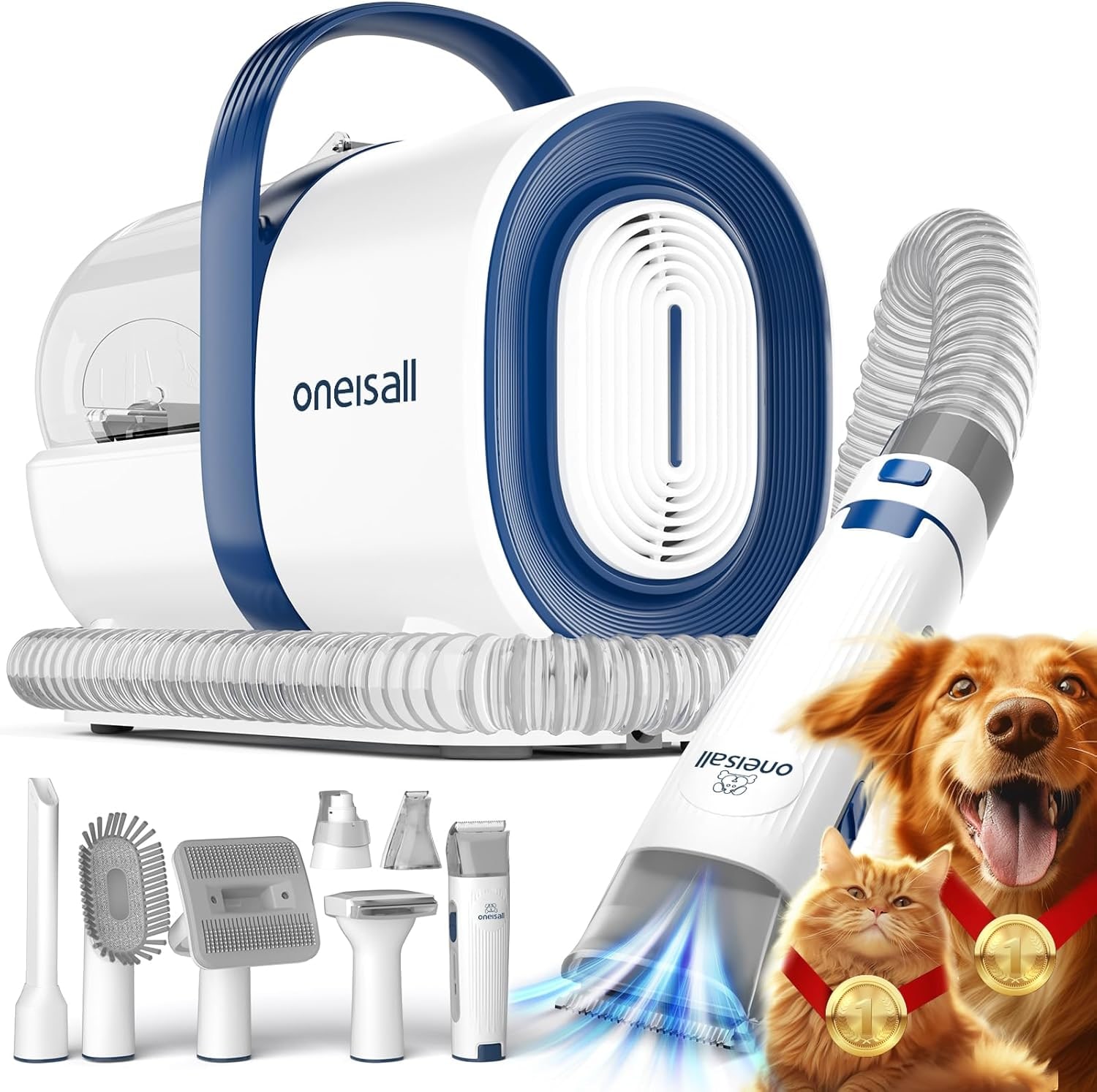 Oneisall LM2 7-in-1 Pet Grooming Vacuum Kit product image