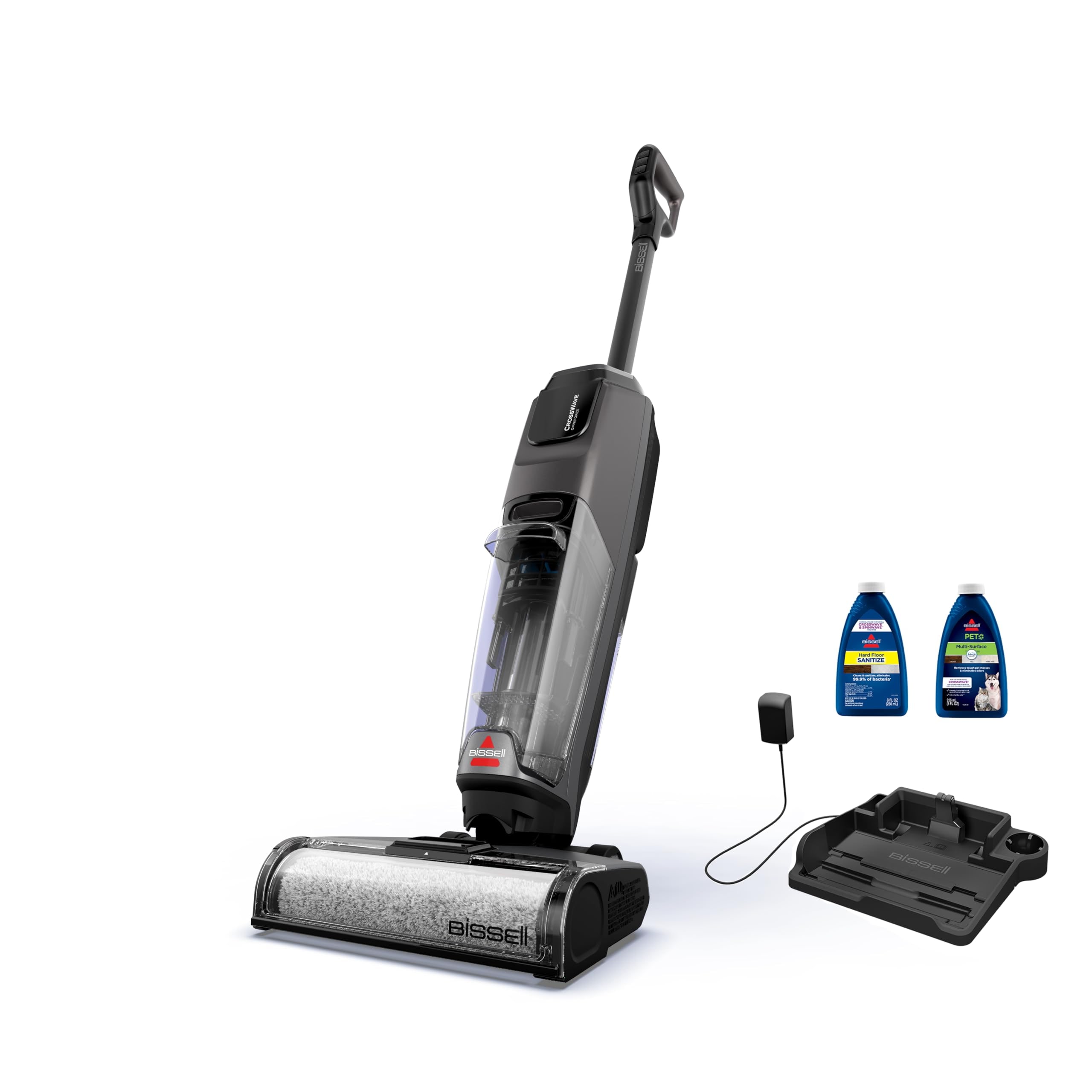 BISSELL CrossWave OmniForce 3882 wet dry vacuum and included cleaning supplies on a white background.